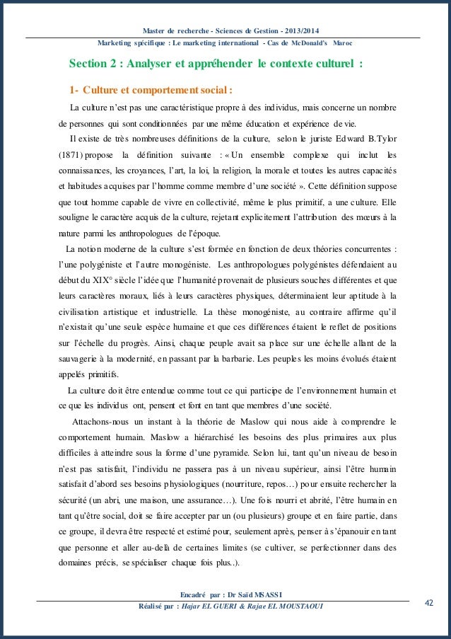 Rapport marketing internationalstratégies d'adaptationcas de MCDO
