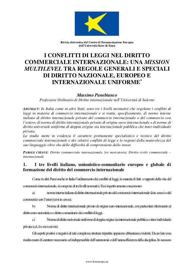 Panebianco Massimo I Conflitti Di Leggi Nel Diritto Commerciale Inte
