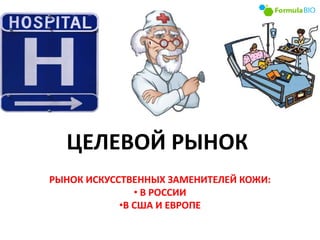ЦЕЛЕВОЙ РЫНОК
РЫНОК ИСКУССТВЕННЫХ ЗАМЕНИТЕЛЕЙ КОЖИ:
• В РОССИИ
•В США И ЕВРОПЕ
 