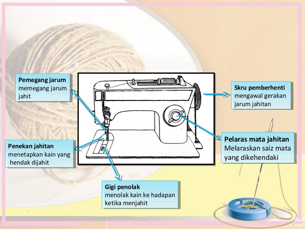 bahagian mesin jahit dan fungsinya