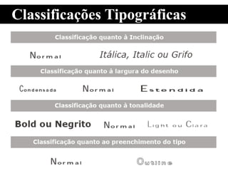 Classificações Tipográficas
 