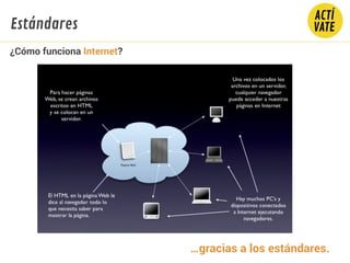 ¿Cómo funciona Internet?
Estándares
…gracias a los estándares.
 
