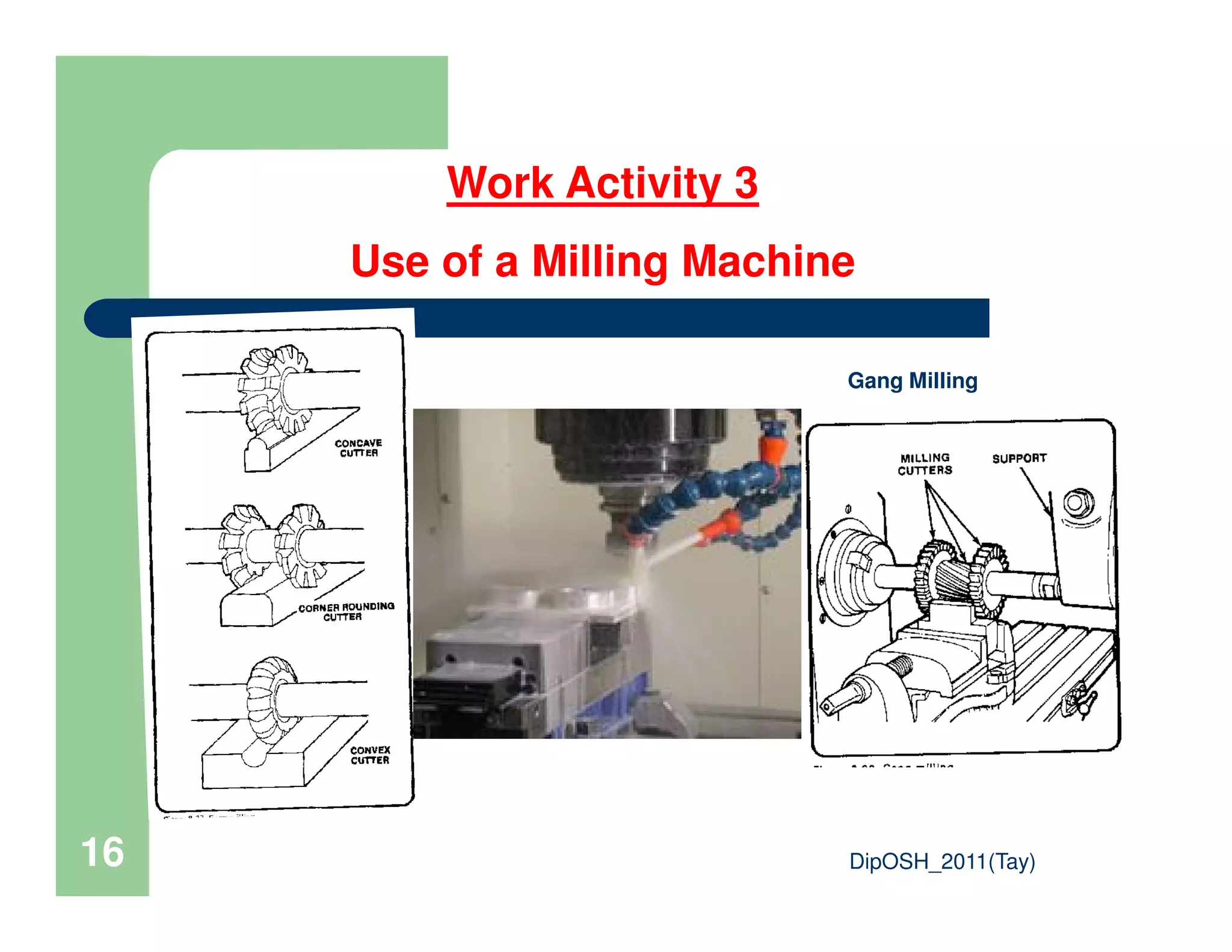 Gang Milling
Work Activity 3
Use of a Milling Machine
DipOSH_2011(Tay)16
 