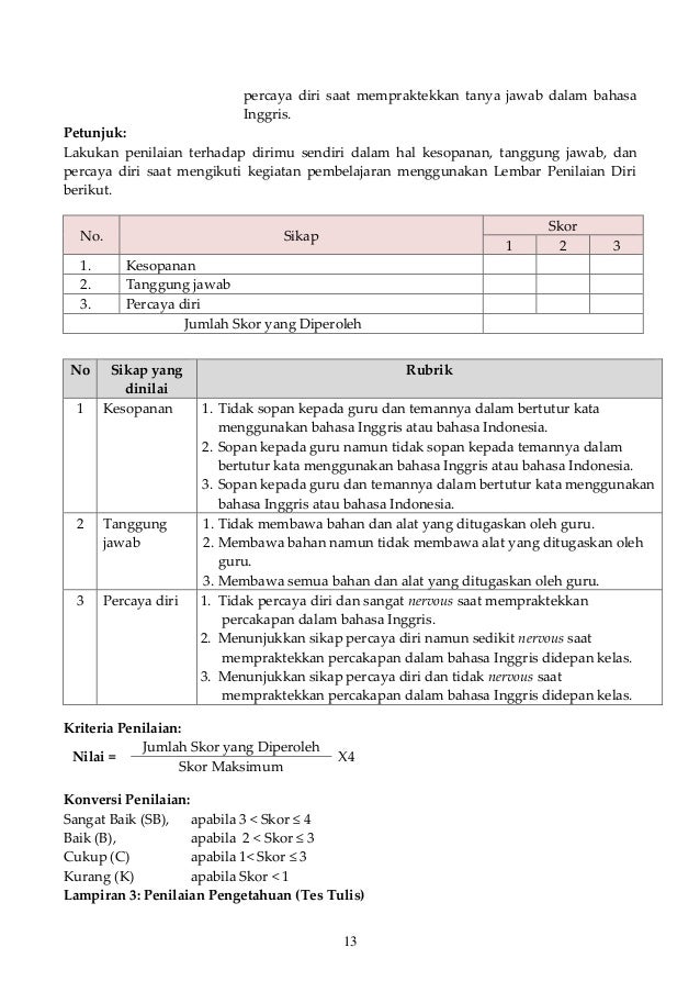 RPP Bahasa Inggris kelas 8 semester 1 kurikulum 2013 (Bab 2)