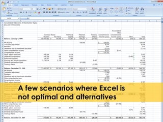 A few scenarios where Excel is 
not optimal and alternatives 
 
