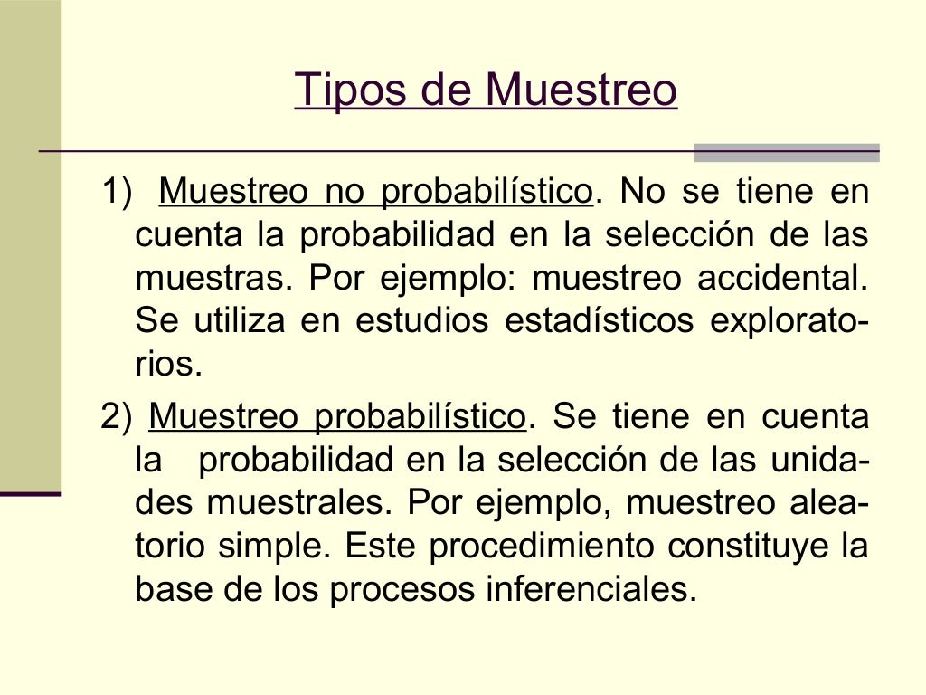 2. Muestreo, Tipos de muestreo 2014