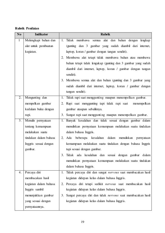 Rubrik Penilaian Soal Uraian Bahasa Indonesia - Carles Pen
