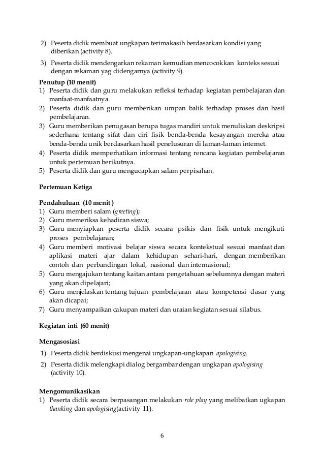 RPP thanking and apologising - Kurikulum 2013 Bahasa 