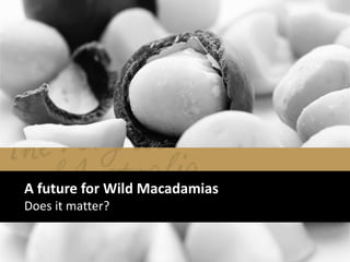 A future for Wild MacadamiasDoes it matter?  