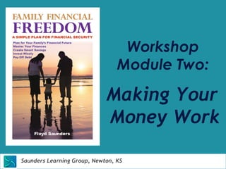Workshop 
Module Two: 
Making Your 
Money Work 
Saunders Learning Group, Newton, KS 
 