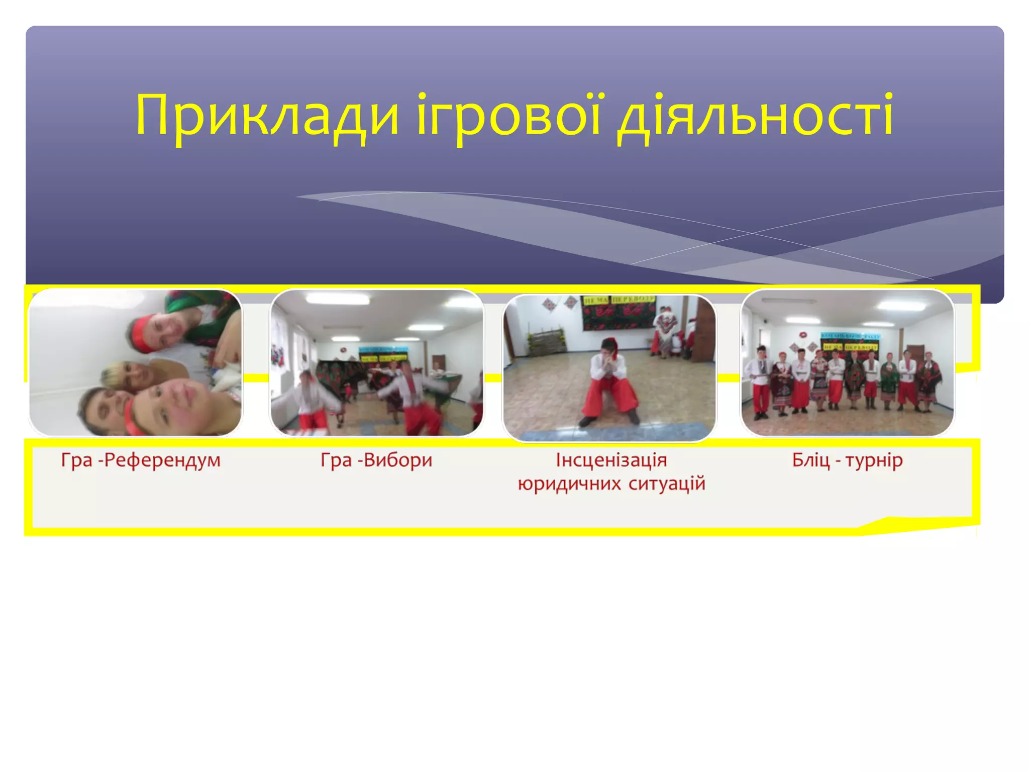 Приклади ігрової діяльності 
 