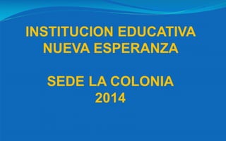INSTITUCION EDUCATIVA NUEVA ESPERANZA 
SEDE LA COLONIA 
2014  