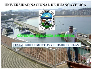 UNIVERSIDAD NACIONAL DE HUANCAVELICA 
CÁTEDRA: BIOLOGÍA AMBIENTAL 
TEMA: BIOELEMENTOS Y BIOMOLECULAS 
 