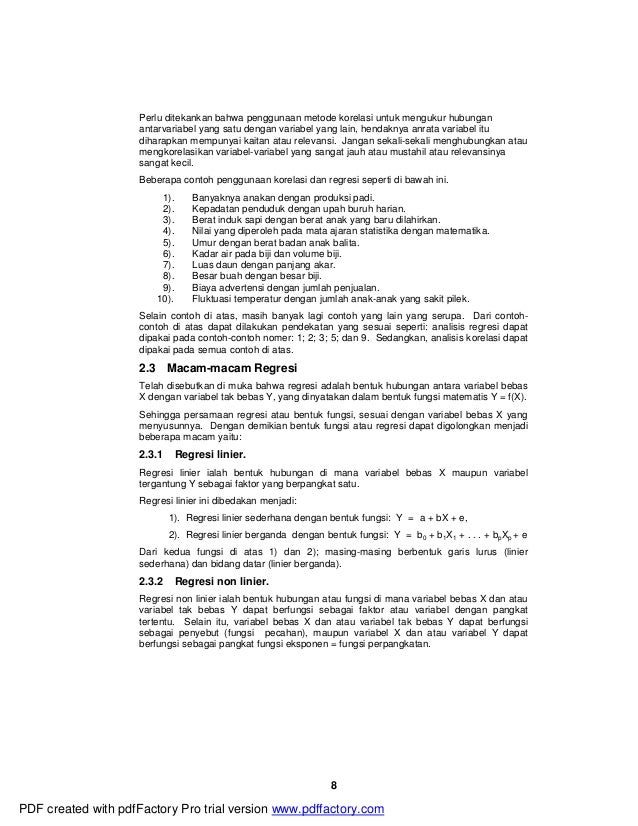 Analisis regresi linier sederhana