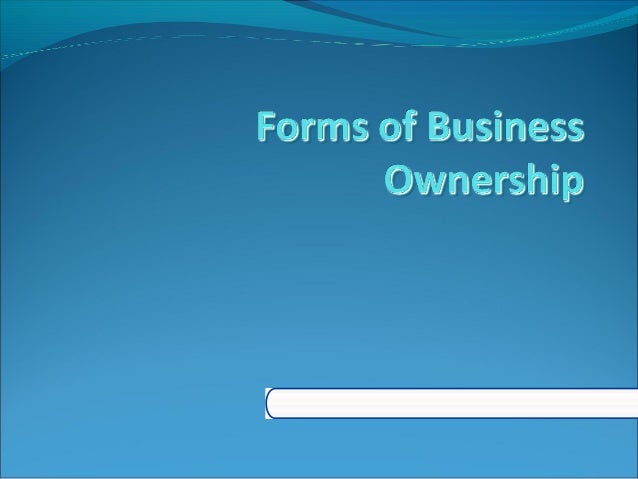 three main forms of business ownership