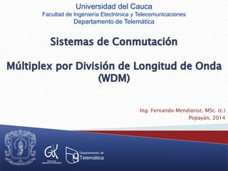 Ing. Fernando Mendioroz, MSc. (c.)
Popayán, 2014
Universidad del Cauca
Facultad de Ingeniería Electrónica y Telecomunicaciones
Departamento de Telemática
 
