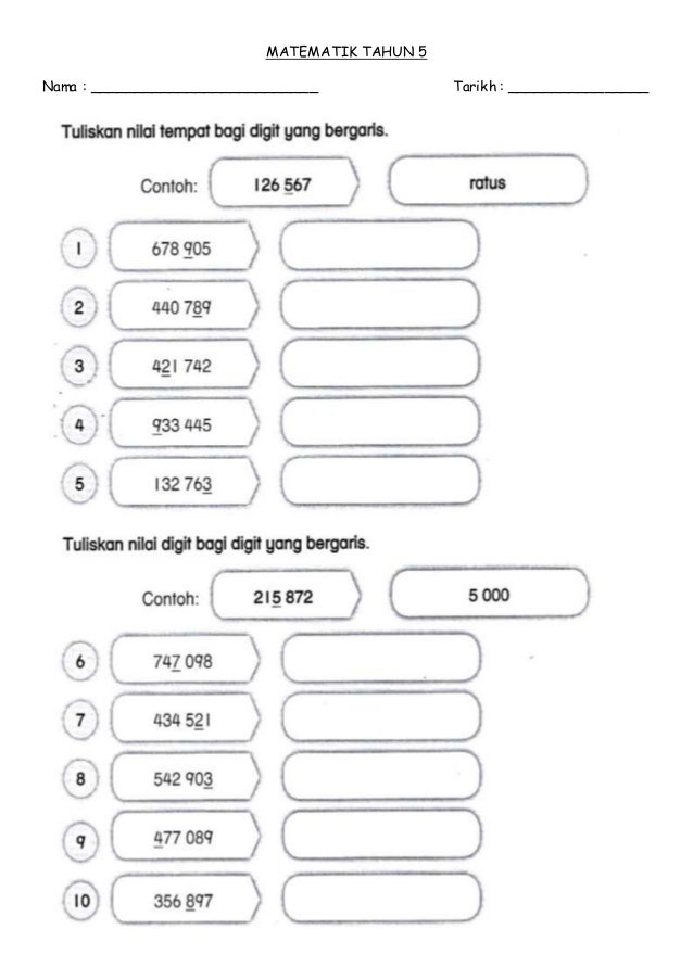 2. menentukan nilai tempat dan nilai digit