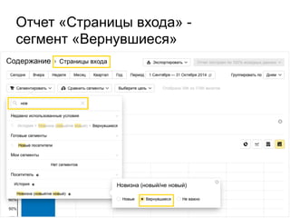 Отчет «Страницы входа» -
сегмент «Вернувшиеся»
 