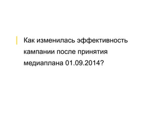 │  Как изменилась эффективность
кампании после принятия
медиаплана 01.09.2014?
 