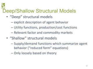 Deep/Shallow Structural Models
• “Deep” structural models
– explicit description of agent behavior
– Utility functions, pr...