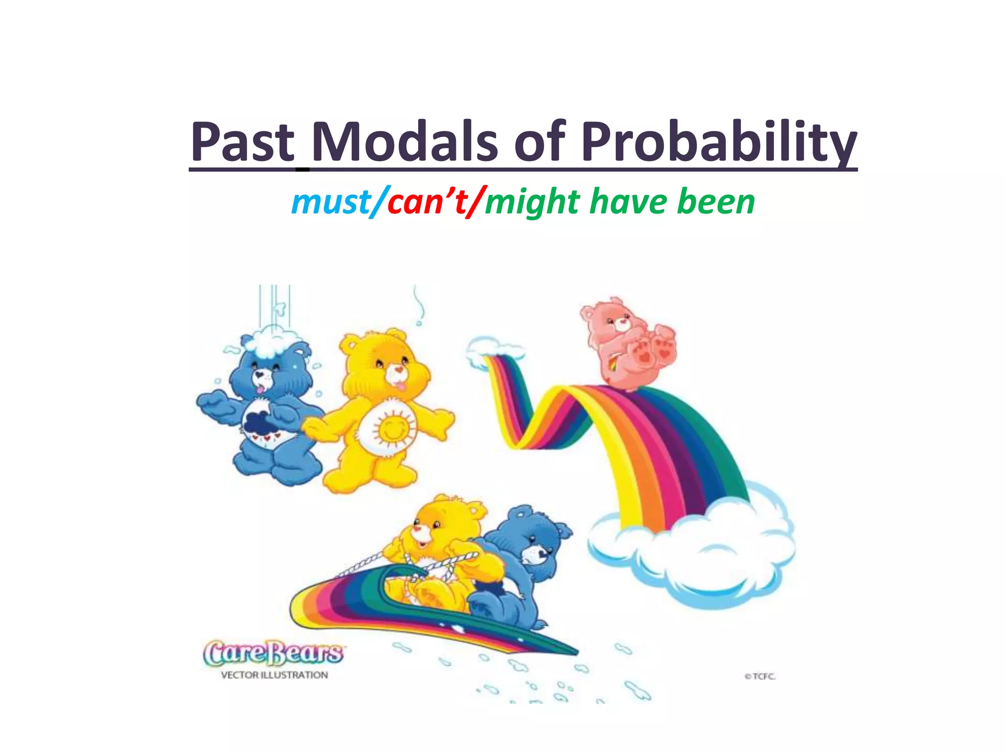 Past Modals of Probability
must/can’t/might have been
 