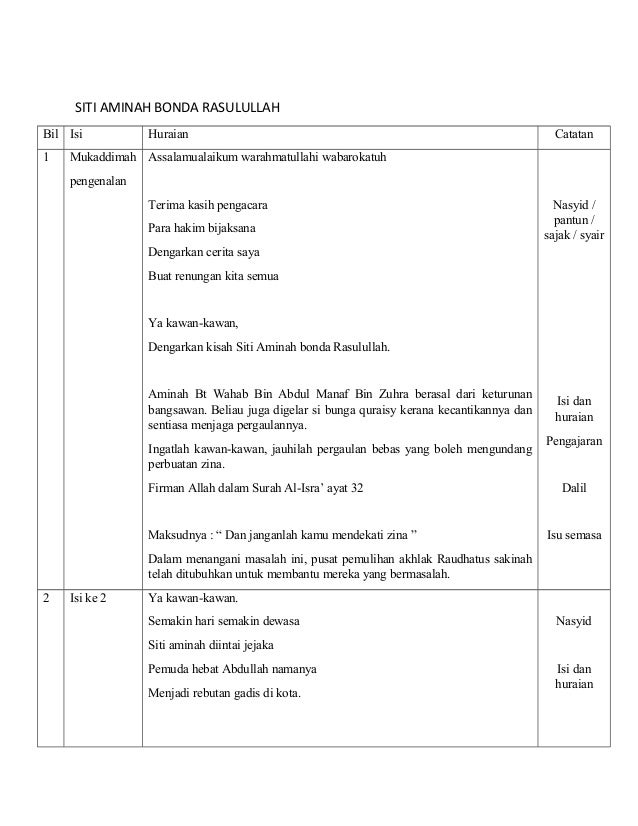 2. teks siti aminah bonda rasulullah