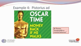 Example 4: Pistorius ad
SR Themes:
“Irresponsible or
criminal behaviour”
 