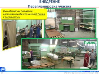ОАО «Улан-Удэнский авиационный завод». 201218
ВНЕДРЕНИЕ
Перепланировка участка
Высвобождение площади и
организация рабочего места III Поста
и поста клепки
После
 