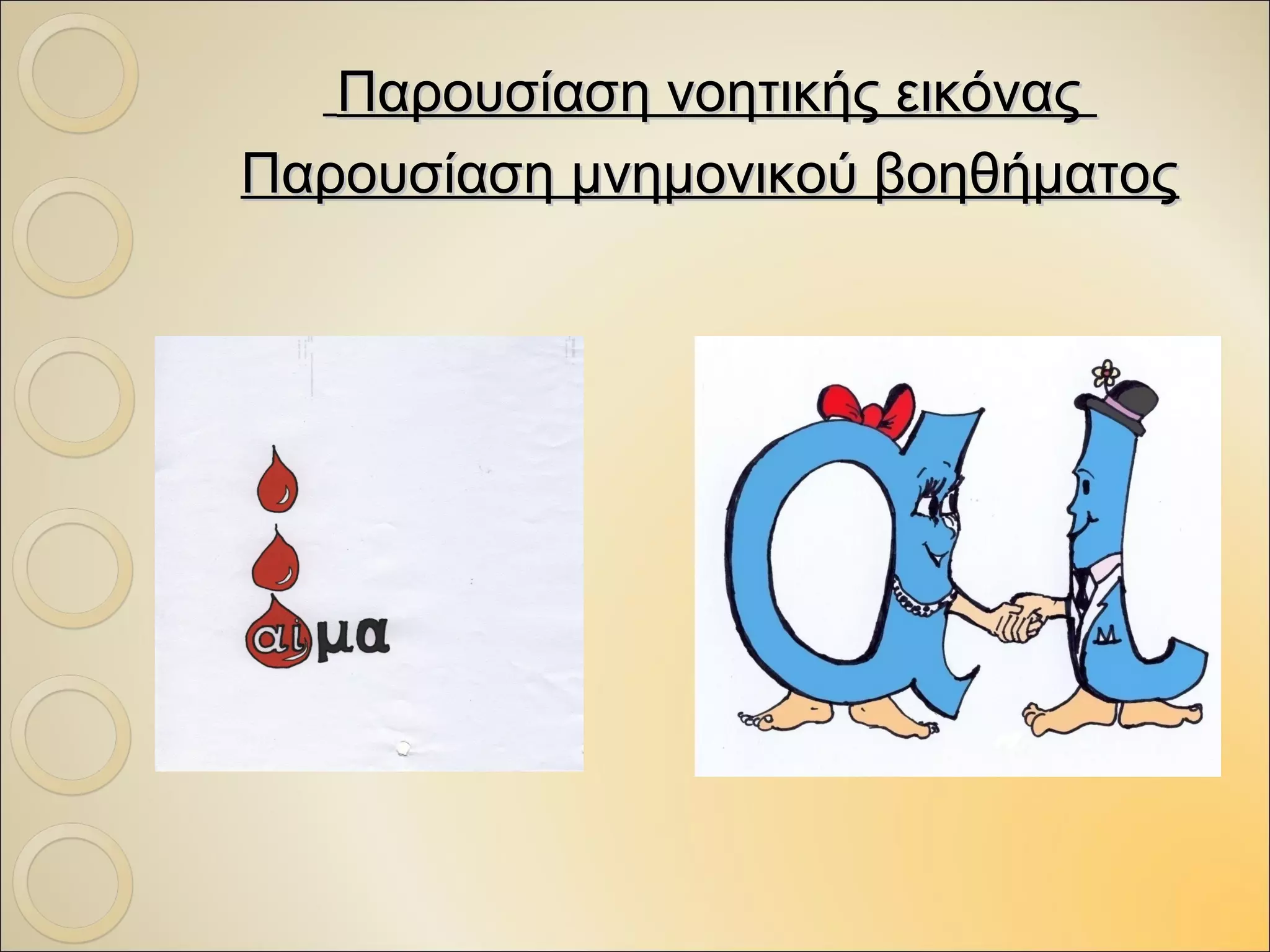 Παρουσίαση νοητικής εικόναςΠαρουσίαση νοητικής εικόνας
Παρουσίαση μνημονικού βοηθήματοςΠαρουσίαση μνημονικού βοηθήματος
 