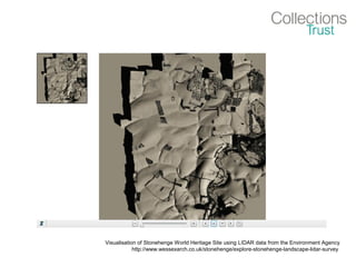 Visualisation of Stonehenge World Heritage Site using LIDAR data from the Environment Agency
http://www.wessexarch.co.uk/stonehenge/explore-stonehenge-landscape-lidar-survey
 