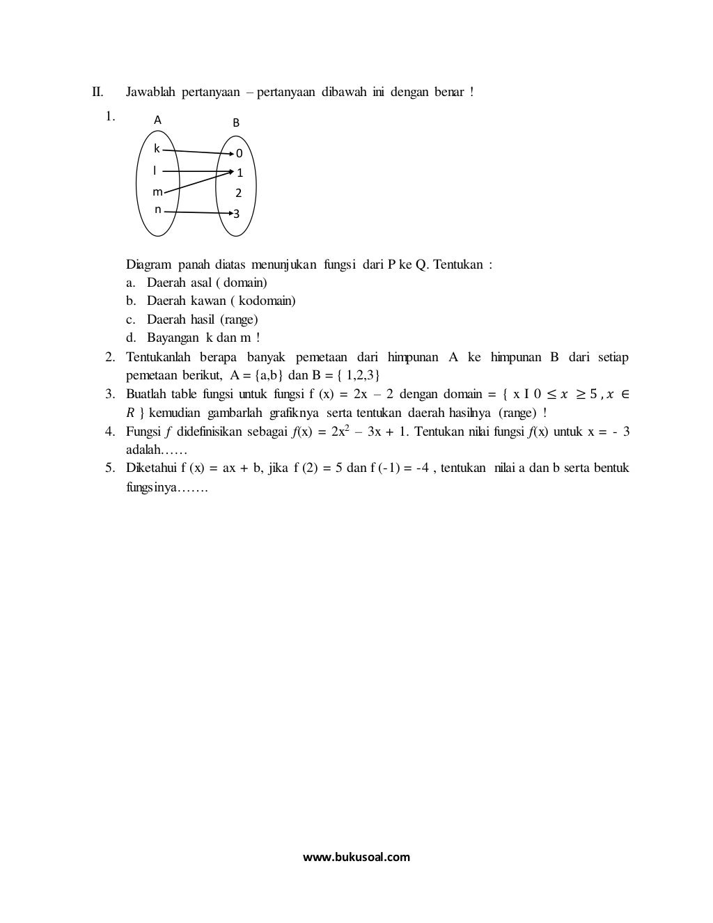 contoh soal latihan matematika relasi dan fungsi kelas 8 smp contoh soal latihan matematika relasi dan fungsi kelas 8 smp