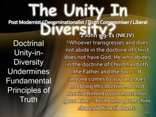 Doctrinal Unity 2. learning to love one another unity of the spirit or unity in ...