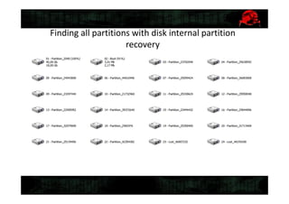 Finding all partitions with disk internal partition
recovery
 