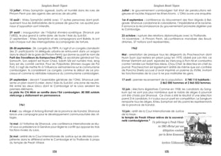 13 juillet : Khieu Samphân agressé, battu et humilié dans les rues de
Phnom Penh par des agents des services de sécurité.
15 août : Khieu Samphân arrêté avec 17 autres personnes dont prati-
quement tous les éditorialistes de la presse de gauche. Les quatre jour-
naux d’opposition sont interdits.
29 août : inauguration de l’hôpital khméro-soviétique (financé par
l’URSS), le plus grand à cette date, de toute l’Asie du Sud-Est.
21 septembre : Khieu Samphân et ses compagnons sont libérés. Ils ont
subi chaque nuit des interrogatoires accompagnés de torture.
28-30 septembre : 2è. congrès du PRPK. Il s’agit d’un congrès clandestin
(les 21 participants-14 délégués urbains-se retrouvent dans un wagon
dans le dépôt de la gare de Phnom Penh) qui donne au parti le nom de
Parti des Travailleurs du Kampuchea (PTK). Le secrétaire général est Tou
Samouth. Son adjoint est Nuon Chea. Saloth Sâr est numéro trois. Ieng
Sary est élu comité central. Pour les Polpotistes (Khmers rouges de Pol
Pot), il s’agit de mettre fin à l’influence vietnamienne sur le communisme
cambodgien. Ils considèrent ce congrès comme le début de ce pro-
cessus et comme la véritable naissance du communisme cambodgien.
29 septembre : devant l’assemblée générale de l’ONU, Sihanouk pré-
sente un plan visant à créer, dans l’Asie du Sud-Est, une zone de neutra-
lité entre les deux blocs dont le Cambodge et le Laos seraient les
premiers éléments.
La piste Ho Chi Minh se ramifie dans l’Est cambodgien. 80 000 soldats
vietcongs y stationnent en permanence.
1961
4 mai : au village d’Anlong-Romeit de la province de Kandal, Sihanouk
lance une campagne pour le développement communautaire des vil-
lages.
16 mai : à l’initiative de Sihanouk, une conférence internationale se réu-
nit sous sa présidence à Genève pour règler le conflit qui oppose les trois
factions rivales du Laos.
26 mai : arrêté de la Cour internationale de Justice qui se déclare com-
pétente dans le différend entre le Cambodge et la Thaïlande à props
du temple de Preah Vihear.
Sangkum Reastr Niyum
Juillet : le gouvernement cambodgien fait état de persécutions reli-
gieuses et racistes frappant les Khers Kroms . L’ONU ouvre une enquête.
1er-4 septembre : conférence du Mouvement des Non Alignés à Bel-
grade. Sihanouk condamne le colonialisme, l’impérialisme et le racisme.
Il annonce la reconnaissance du gouvernement provisoire algérien par
le Cambodge.
23 octobre : rupture des relations diplomatiques avec la Thaïlande.
14 novembre : à Phnom Penh, 6è.conférence mondiale des Boud-
dhismes, 37 nations sont représentées.
1962
Mai : arrestation de presque tous les dirigeants du Pracheachon dont
Nuon Suon (qui restera en prison jusqu’en 1970. Libéré par Lon Nol, ce
Khmer Vietminh est parti rejoindre les Vietcong à Pich Nil et combattra
contre l’armée Lon Nol)et Keo Meas. Chou Chet, le directeur en chef du
journal Pracheachon est également arrêté de même que son confrère
de Pancha Sheila accusé d’avoir imprimé un poème du XVIIIè. invitant
les fonctionnaires de la cour à ne pas maltraiter les gens.
17 avril : premier recensement de la population: 5 740 115 habitants :
2 862 000 hommes et 2 865 832 femmes.
10 juin : élections législatives Comme en 1958, les candidats du Sang-
kum qui ne sont pas plus nombreux que le nobre de sièges à pourvoir
ont été choisis par Sihanouk. Ce choix a été le résultat d’une sélection
parmi 314 candidats. Il n’a plus aucun parti en compétition. Le Sangkum
remporte tous les sièges. Khieu Samphan est élu parmi les représentants
de la province de Kandal.
15 juin : arrêt de la Cour Internationale de Justice
de la Haye :
le temple de Preah Vihear relève de la souverai-
neté cambodgienne.*
Sangkum Reastr Niyum
Un pélerinage à Preah Vihear
en 1963 effectué par une
délégation conduite
par la Reine Kossamak
(archive N.Sihanouk)
124 125
 