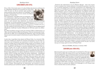 LONG BORET (1932-1975)
Né en 1932, il fut le plus jeune et le plus brillant des hommes politiques de
la « République Khmère» du maréchal Lon Nol (1970-
1975). Il joua un rôle de premier plan pendant les
quinze derniers mois de la guerre au Cambodge, avant
de périr tragiquement lors de la victoire des Khmers
Rouges le 17 avril 1975.
Par sa formation, Long Boret était un économiste, voire
un « technocrate », plutôt qu'un politicien. Mais les cir-
constances révélèrent qu'il savait être aussi un diplo-
mate, et qu'il pouvait être également un homme d'action efficace et
dynamique. La carrière politique de cet intellectuel extrêmement doué, qui
parlait avec aisance le français et l'anglais, a commencé très tôt. Dès 1958,
en effet, il fut sous-secrétaire d'Etat au Travail et à l'Action sociale dans
l'un des nombreux gouvernements qui se succédèrent sous le régime dit du
«Sangkum», établi par le prince Sihanouk en 1955 (peu après son abdica-
tion).
En 1959, Long Boret occupa le poste de secrétaire d'Etat à l'Information, en
1962, celui de secrétaire d'État aux Finances. Il devint ministre pour la pre-
mière fois en 1966, avec le portefeuille de l'Industrie, mais ne fit plus partie
d'aucun gouvernement jusqu'à la destitution du prince Sihanouk le 18 mars
1970.
A cette date, Long Boret était absent de Phnom Penh, il se trouvait à Ma-
nille pour remplir une mission de caractère économique et ne prit donc au-
cune part aux événements qui amenèrent la chute du prince et de son
régime. Il semble qu'il ait alors hésité quelque temps sur la conduite à tenir,
avant de regagner Phnom Penh et de se rallier finalement au nouveau ré-
gime. A partir de cette époque, sa carrière politique prit l'aspect d'une as-
cension rapide vers le poste de Premier ministre. Servi par ses dons
intellectuels, par sa grande capacité de travail, et aussi par une souplesse
qui lui permit de s'entendre facilement avec le maréchal Lon Nol et les dif-
férents clans politiques du régime républicain (instauré au Cambodge en
octobre 1970), il occupa sans tarder des postes importants - notamment
celui de ministre de l'Information. Trois ans plus tard, en décembre 1973,
alors que la République Khmère s'enfonçait dans une guerre sans merci
contre les Khmers Rouges soutenus par -Hanoi et Pékin, il apparut comme
l'homme providentiel et devint Premier ministre. Pendant toute cette pé-
riode (décembre 1973-avril 1975), Long Boret déploya une grande activité,
ne ménageant aucun effort pour tenter de redresser une situation de plus
en plus critique. Encouragé par les Américains, qui voyaient en lui un
homme politique pro-occidental capable et expérimenté, il tenta notamment
d'amorcer des négociations avec les Khmers Rouges - mais sans succès.
Ceux-ci voulaient une victoire militaire et la totalité du pouvoir, et rien d'au-
tre. Il chercha également à s'entendre secrètement avec Sihanouk et ses
partisans, et il semble qu'il avait à cet égard plus ou moins réussi. Mais au
début de l'année 1975, après le déclenchement de l'offensive finale des
Khmers Rouges contre la capitale cambodgienne, Long Boret n'était plus
en mesure de modifier le cours inexorable des événements. Du moins aurait-
il pu assurer sa sécurité et celle de sa famille en quittant Phnom Penh en
temps opportun, pour se réfugier en premier lieu à Bangkok. Mais il crut
peut-être jusqu'au dernier moment qu'il pouvait jouer encore un rôle utile.
Ce n'est que dans la nuit du 16 au 17 avril qu'il comprit que tout était perdu.
Enclin, semble-t-il, à poursuivre la lutte coûte que coûte, il se heurta au
refus des chefs militaires du régime Lon Nol (lequel avait déjà quitté la
ville), ceux-ci lui déclarant qu'il n'y avait plus d'autre issue qu'une capitu-
lation inconditionnelle face aux forces communistes. Dans la matinée du 17
avril 1975, il tenta enfin de fuir la capitale investie. Mais, pour des raisons
qui n'ont jamais pu être bien éclaircies, cette tentative échoua et Long Boret
fut capturé par les Khmers Rouges au Complexe sportif de Phnom Penh, où
un hélicoptère était à sa disposition et où sa famille n'avait pu le rejoindre
à temps. Ramené à sa résidence, il fut emmené dans l'après-midi du même
jour au ministère de l'Information - où les dirigeants du régime vaincu
avaient été rassemblés, soi-disant pour se rallier aux vainqueurs - puis à la
présidence du Conseil. C'est là sans doute que les Khmers Rouges l'auraient
exécuté sommairement dans la soirée (encore qu'on ne possède aucune cer-
titude à ce sujet). Le malheureux Premier ministre n'avait que 43 ans, et de-
puis le jour présumé de sa fin tragique, le sort de sa femme et de ses enfants
est resté inconnu. Tout porte à croire cependant qu'ils ont péri, eux aussi,
très peu de temps après la chute de Phnom Penh.
(Bernard HAMEL, Hommes et destins-1985)
Long Boret “Je ne suis
pas un mercenaire”
(Cambodge, année zéro)
LON NON (vers 1920-1975)
Beaucoup plus jeune que son frère aîné, le maréchal Lon Nol, Lon
Non est né au début des années 20 et reçut une formation d'offi-
cier de gendarmerie qui ne l'autorisait guère à nourrir de grandes
ambitions politiques. Effectivement il ne fit parler de lui qu'à par-
tir de l'année 1970, jouant encoulisse un rôle non négligeable dans
les événements qui se produisirent à Phnom Penh avant et après la chute
du Prince Sihanouk (le 18 mars 1970). Pendant les cinq années du régime
républicain (1970-1975), il chercha, autant qu'il le peut, à acquérir une in-
fluence dans la conduite des affaires du Cambodge et se fit d'assez nom-
breux ennemis dans la classe politique.
République khmère République khmère
186 187
 