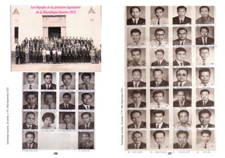 Les Députés de la première législature
de la République khmère-1972
1- OS SLAIMAN 2- THACH CHAN 3- MEN HOEUN 4- CHUONG ENG HAP
5- THACH TOAN 6- BUN CHAN MOL 7- KEUK KY LIM 8- TAN KIM HUON
9- ENG SOTH 10- SIM VANSY 11- CHAU HUOT NALY 12- TAN KIM CHOU
13-UNG BUN HOR 14- HUOT NIL
15- TY SAMPHAN 16- KHUL SARIN 17- LY SAN 18- THACH SUYEM
19- SAN THATH 20- KIM PHEN 21- KHENG SAPHOAN 22- ABDULHAMIT JAKARIYA
23- CHAN TITH 24- KIM SILLON 25- BUN VANTHA 26- CHHUON THUCH
27- UNG KHANN 28- CHHIM SAMNANG 29- NGUON CHEAN 30- YEM NGIN
31- YASYA ASHARY 32- REAM SAVAN 33- SIN LAY 34- PECH SOK
35- AN OEUR 36- KEN YAN 37- KHIEU KHAM 38- NOU RIN
39- LENG SARIN 40- MAM PHANG 41- LOEUNG VEN 42- MEI AM
Cambodgenouveau.3èannée.n°79.Mai-Septembre1972
Cambodgenouveau.3èannée.n°79.Mai-Septembre1972
196 197
 