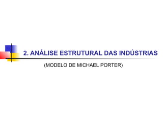 2. ANÁLISE ESTRUTURAL DAS INDÚSTRIAS
(MODELO DE MICHAEL PORTER)
 