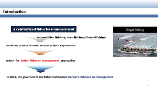 Introduction
search for better fisheries management approaches
A centralized fisheries management
could not protect fisher...