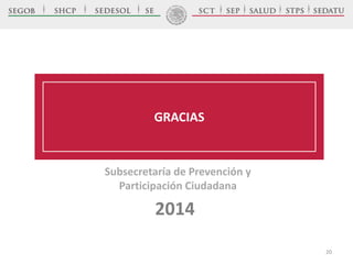 GRACIAS
Subsecretaría de Prevención y
Participación Ciudadana
2014
20
 