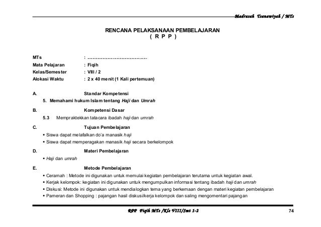 2. rpp fiqih kelas viii m ts semester 1, 2