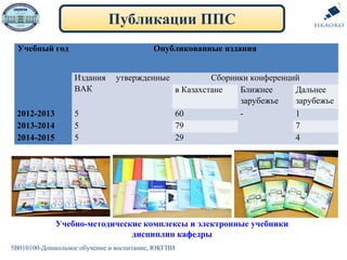 Учебный год Опубликованные издания
Издания утвержденные
ВАК
Сборники конференций
в Казахстане Ближнее
зарубежье
Дальнее
зарубежье
2012-2013 5 60 - 1
2013-2014 5 79 7
2014-2015 5 29 4
Учебно-методические комплексы и электронные учебники
дисциплин кафедры
Публикации ППС
5В010100-Дошкольное обучение и воспитание, ЮКГПИ
 