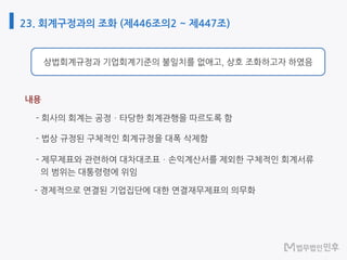 23. 회계구정과의 조화 (제446조의2 ~ 제447조)
내용
 