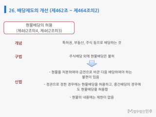 26. 배당제도의 개선 (제462조 ~ 제464조의2)
개념
신법
구법
 