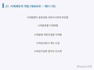 27. 사채제도의 개정 (제469조 ~ 제511조)
 