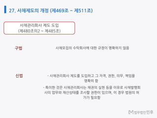 27. 사채제도의 개정 (제469조 ~ 제511조)
신법
구법
 