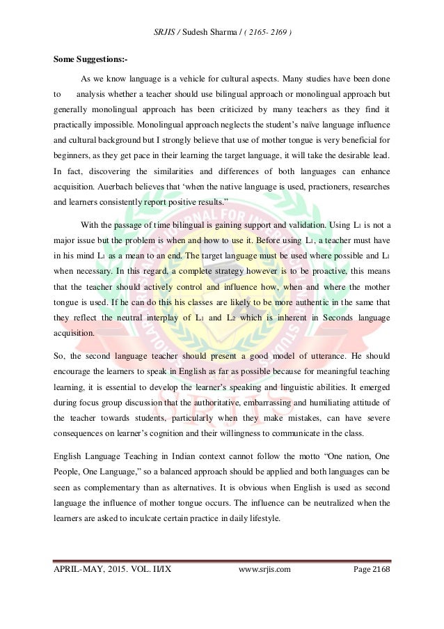 Mother Tongue Influence On English Language Learning