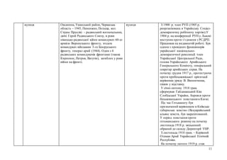 11
вулиця Оксанина, Уманський район, Черкаська
область – 1945, Пененжно, Польща, кол.
Східна Пруссія) – радянський воєначальник,
двічі Герой Радянського Союзу, в роки
німецько-радянської війни командувач 60-ю
армією Воронезького фронту, згодом
командувач військами 3-го Білоруського
фронту, генерал армії (1944). Один з 4
радянських командувачів фронтами (також
Кирпонос, Петров, Ватутін), загиблих у роки
війни на фронті.
вулиця З 1900 р. член РУП (1905 р.
реорганізована в Українську Соціал-
демократичну робітничу партію).У
1904 р. на конференції РУП у Львові
виступив проти з’єднання з РСДРП.
Працював на видавничій роботі. Був
одним з провідних функціонерів
української національно-
демократичної революції: член
Української Центральної Ради,
голова Українського Армійського
Генерального Комітету, генеральний
секретар армійських справ. На
початку грудня 1917 р., протестуючи
проти пробільшовіцької орієнтації
керівники уряду В. Винниченка,
пішов у відставку.
У січні-лютому 1918 грам.
сформував Гайдамацький Кіш
Слобідської України, боровся проти
більшовицького повстання в Києві.
Під час Гетьманату був
призначений керівником в Київське
губернське земство і Всеукраїнський
альянс земств, був заарештований.
У період повстання проти
гетьманського режиму на початку
листопада 1918 р. звільнений
обраний до складу Директорії УНР.
З листопада 1918 грам. – Керівний
Отаман Армії Української Етнічній
Республіки.
На початку лютого 1919 р. став
 