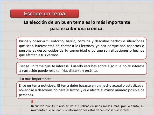 Pasos para la elaboración de una crónica