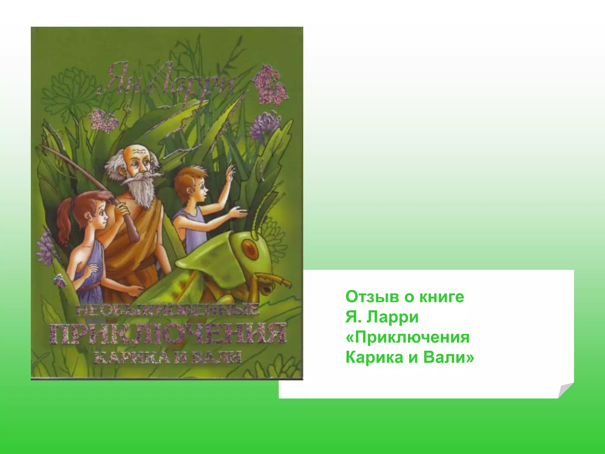 Отзыв о книге
Я. Ларри
«Приключения
Карика и Вали»
 