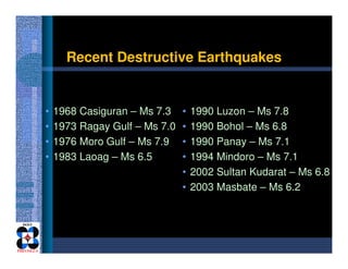 Earthquake
Generators in
the Philippines
 